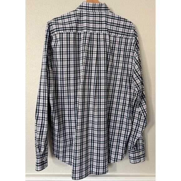 Peter Millar Blue and White Long Sleeve Button Down‎ Plaid Shirt Size XL - Picture 2 of 3